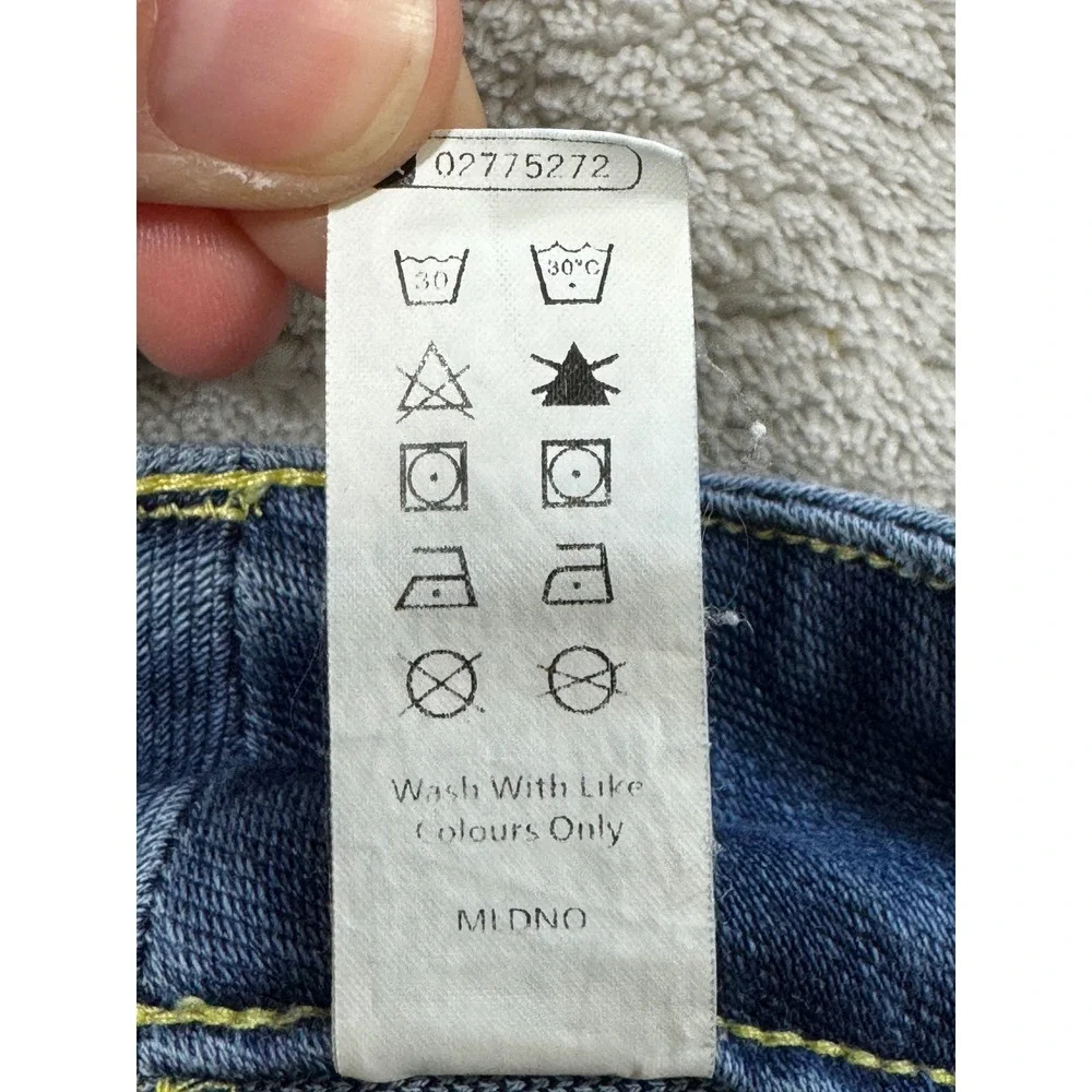 Halara Womens Straight Leg Stretch Blue Denim Jeans S Petite Meas: 25x27